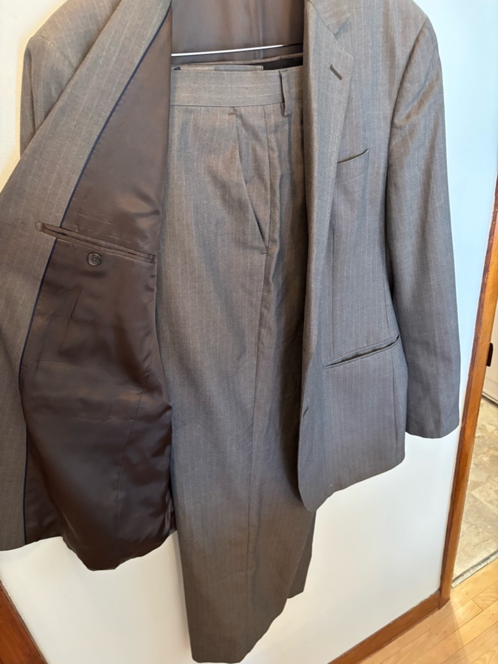 Banana Republic Brown Grey Pinstripe Men’s Two-Piece Suit